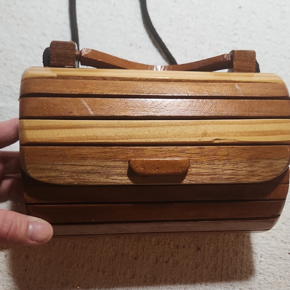 Wooden Striped Handbag
